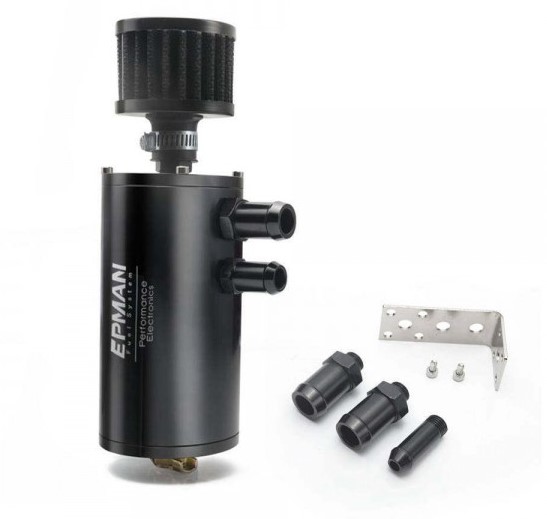 картинка Маслоуловитель EPMAN круглый, с фильтром, черный H021 магазин  StreetTuning 