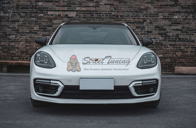 картинка Передний бампер Turbo S без ДХО для рестайлинга Porsche Panamera 971.1 (2017–2020) магазин  StreetTuning 