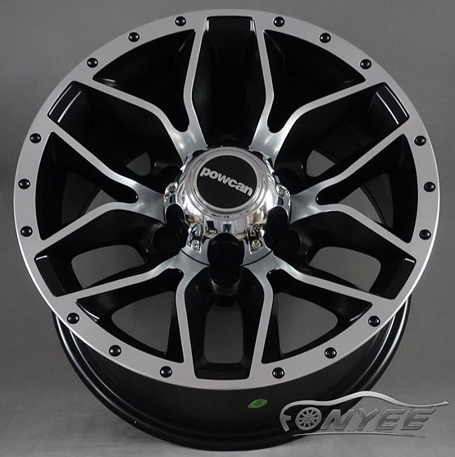 картинка Новые диски Powcan модель 5 R15 J8 ET-10 6x139,7 черный глянец + серебро магазин  StreetTuning 
