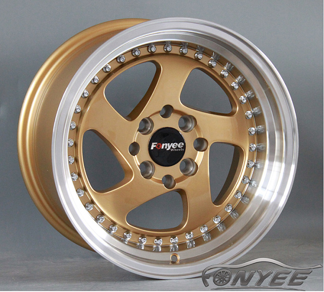 картинка Новые диски Rotiform TMB Flat R15 4х100/114,3 ET30 J7 золото + полированная полка магазин  StreetTuning 