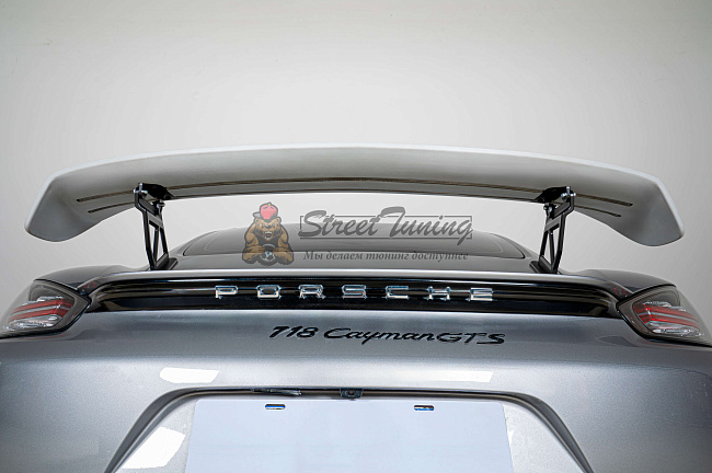 картинка Заднее антикрыло GT4 в сборе для Porsche Boxster 981/982 и Cayman 981C/982C магазин  StreetTuning 