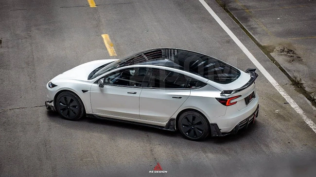 картинка Сплиттера накладки на пороги для Tesla Model3 магазин  StreetTuning 