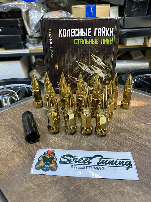 картинка Комплект гаек пики (пули) Starleks, 1/2, цвет золотой титан, 20 шт. магазин  StreetTuning 