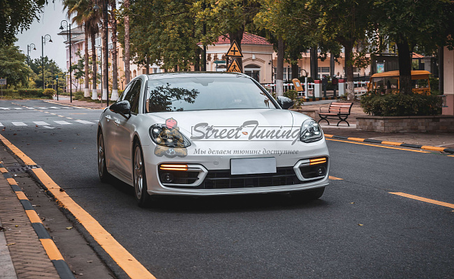 картинка Передний бампер Turbo S без ДХО для рестайлинга Porsche Panamera 971.1 (2017–2020) магазин  StreetTuning 
