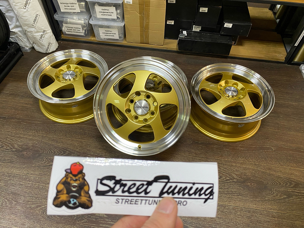 картинка Новые диски Rotifrom R14 J5,5 ET28 4x100/4x114.3 , золото + полировка от магазина  StreetTuning