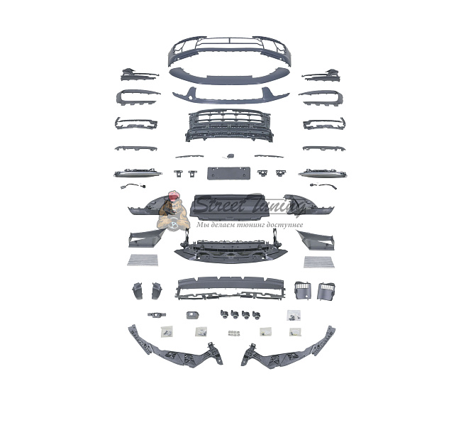 картинка Передний бампер 95B.3 OE, реплика с ДХО, для Porsche Macan 95B.1/95B.2/95B.3 (2014–2023) магазин  StreetTuning 