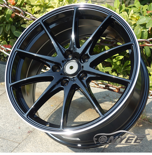 картинка Новые диски Rays G25 R19 5X112 ET35 J8,5 черные глянцевые + серебристая окантовка магазин  StreetTuning 