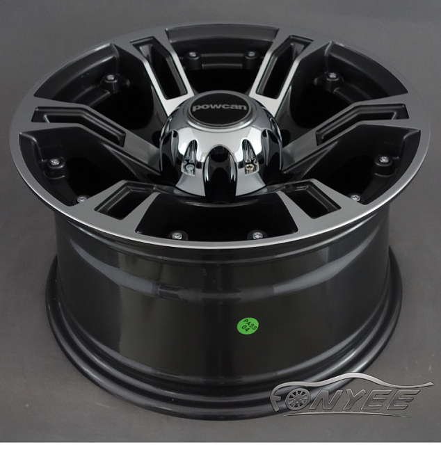картинка Новые диски Powcan модель 6 R15 J8 ET-10 6x139,7 черный глянец + серебро магазин  StreetTuning 