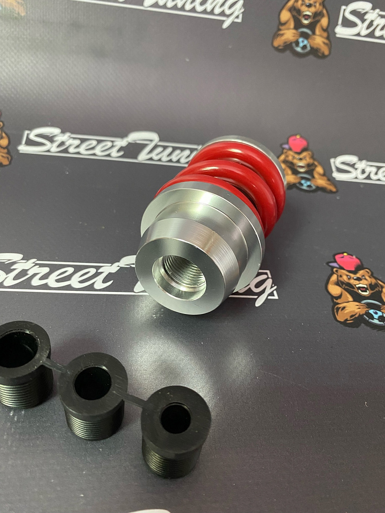 картинка Ручка КПП MOMO Springs в стиле койловера, серебро, пружина красная от магазина  StreetTuning