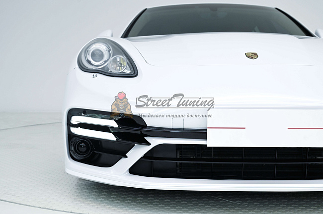картинка Передний бампер в сборе, в стиле GTS, с ДХО для Porsche Panamera 2010–2013 годов (970.1) магазин  StreetTuning 