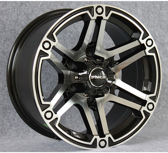 картинка Новые диски Powcan модель 13 R16 6X139,7 ET-13 J8 серебро + черный глянец магазин  StreetTuning 