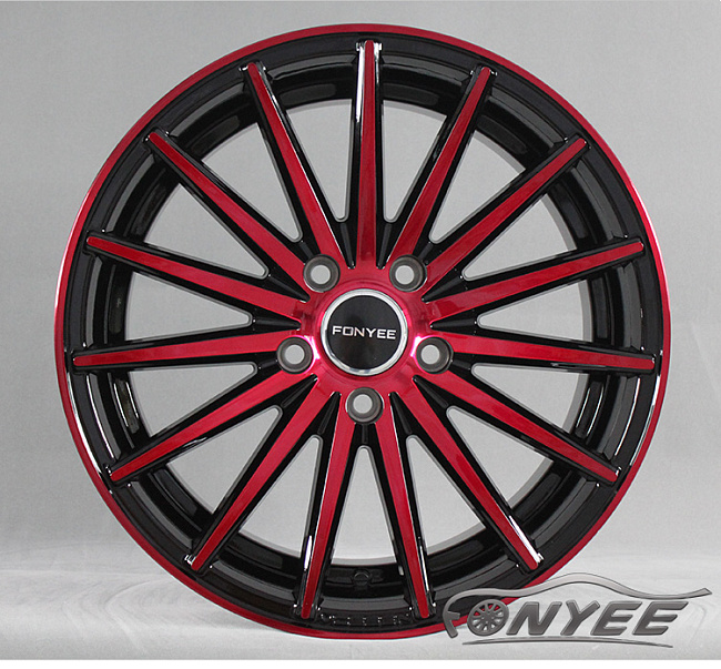 картинка Новые диски Vossen VFS2 Replica R17 5X114,3 ET40 J7,5 черный глянец + красный магазин  StreetTuning 