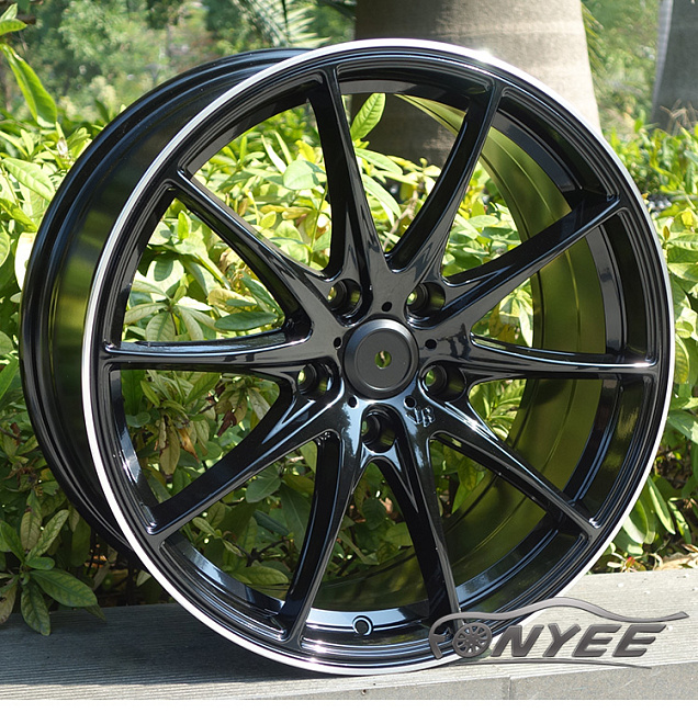картинка Новые диски Rays G25 R19 5X112 ET35 J8,5 черные глянцевые + серебристая окантовка магазин  StreetTuning 