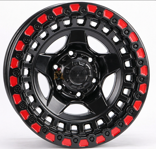 картинка Диски iv170-7  R17 9J ET0 6X139.7  MATT Black+redline магазин  StreetTuning 
