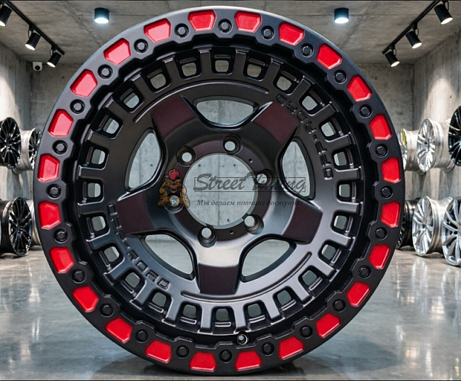 картинка Диски Black Rhino ZZ170-J R17 J9 ET10 6X1114,3 black+red магазин  StreetTuning 