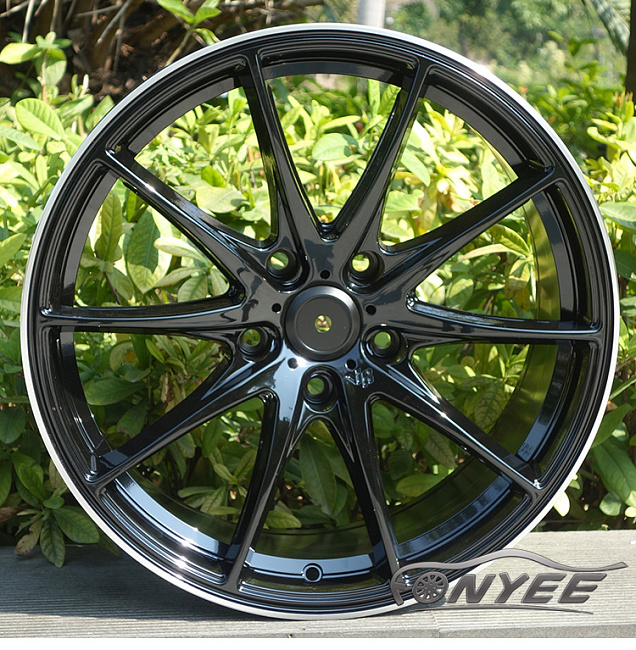 картинка Новые диски Rays G25 R19 5X112 ET35 J8,5 черные глянцевые + серебристая окантовка магазин  StreetTuning 