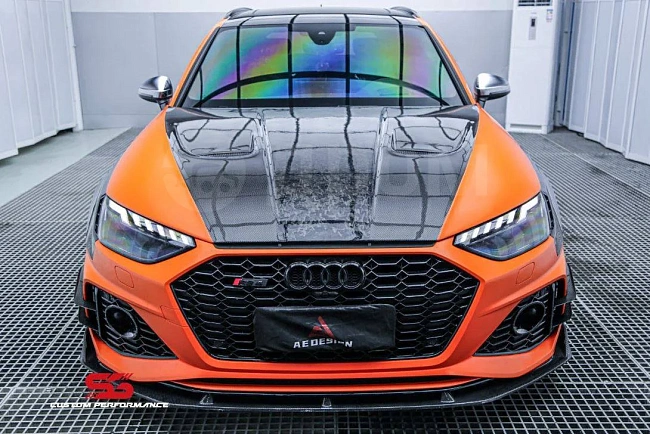 картинка Сплиттер (губа) на передний бампер для Audi RS4 S4 A4 B9 B9.5 магазин  StreetTuning 