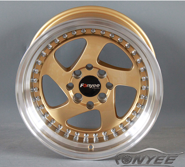 картинка Новые диски Rotiform TMB Flat R15 4х100/114,3 ET30 J7 золото + полированная полка магазин  StreetTuning 